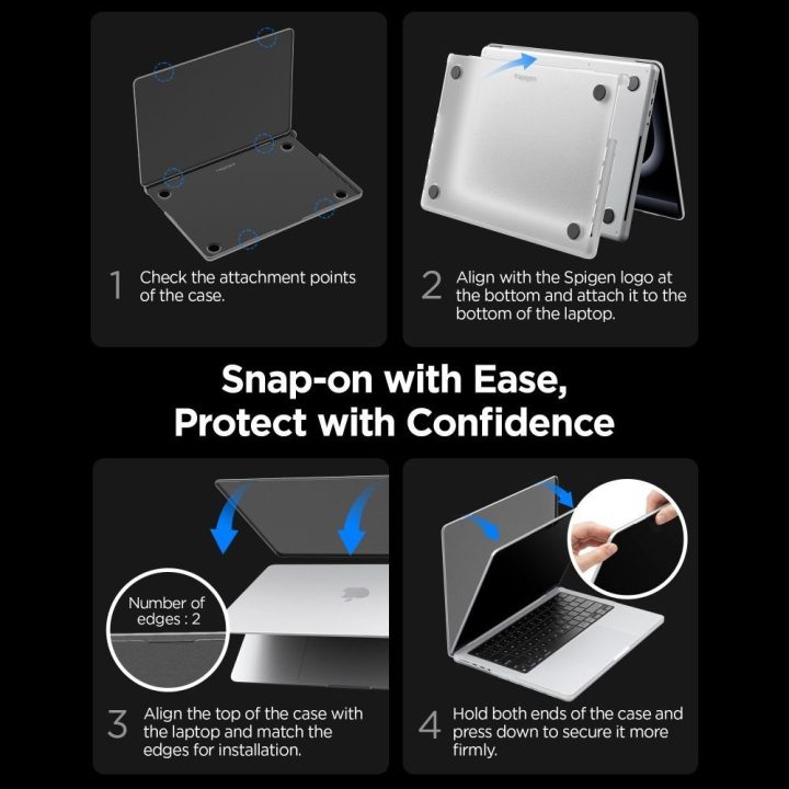 Spigen AirSkin dėklas MacBook Pro 14" 2021–2026, skaidrus matinis