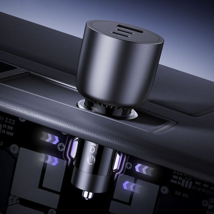Automobilinis įkroviklis Orico PowerLink 165 W su 2× USB-C ir USB-A, juodas