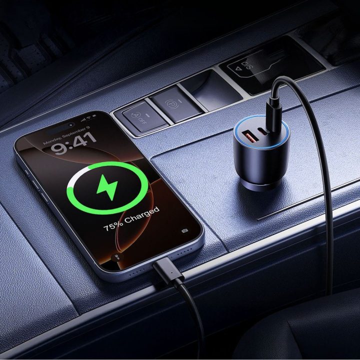Automobilinis įkroviklis Orico PowerLink 165 W su 2× USB-C ir USB-A, juodas