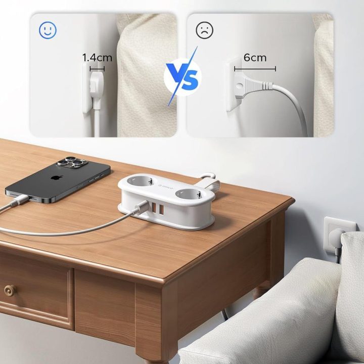 Orico APP 5in1 maitinimo šakotuvas 2 × AC, 2 × USB-A, 1 × USB-C, baltas