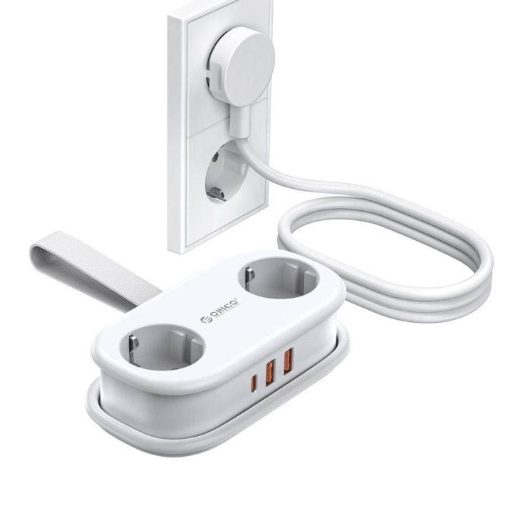 Orico APP 5in1 maitinimo šakotuvas 2 × AC, 2 × USB-A, 1 × USB-C, baltas