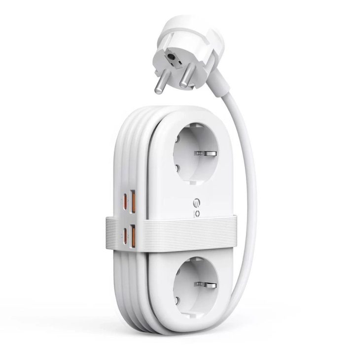 Orico AP3 20 W GaN 5in1 maitinimo lizdų šakotuvas 2 × AC, 2 × USB-A, 1 × USB-C, baltas