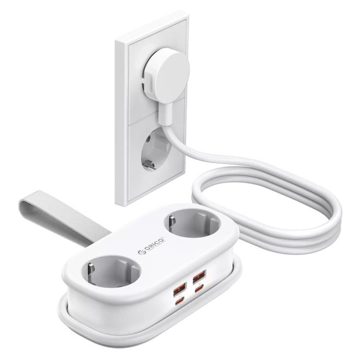 Orico AP3 20 W GaN 5in1 maitinimo lizdų šakotuvas 2 × AC, 2 × USB-A, 1 × USB-C, baltas