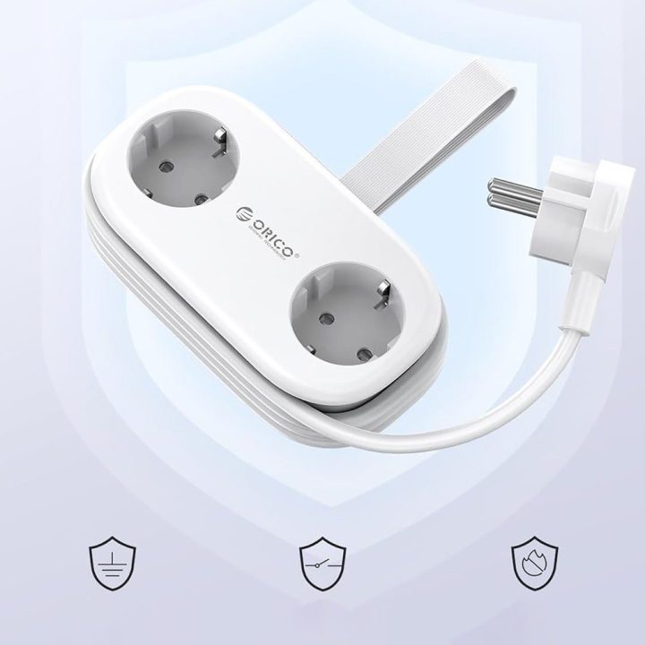 Orico AP3 20 W GaN 5in1 maitinimo lizdų šakotuvas 2 × AC, 2 × USB-A, 1 × USB-C, baltas