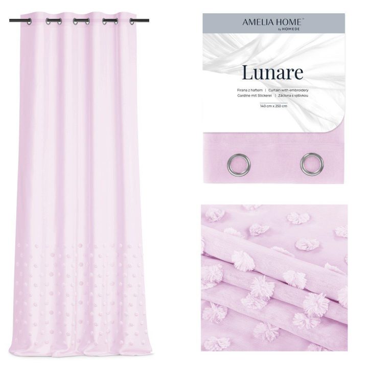 Rožinė užuolaida su kilpomis Lunare AmeliaHome 140 × 270 cm
