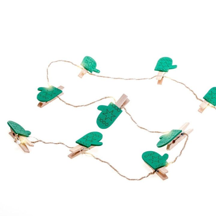 Žalio LED klipo dekoracija Glove 10 vnt.