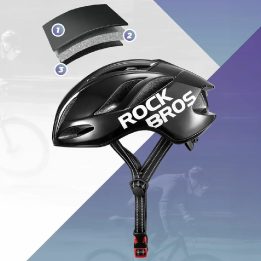 Rockbros TS-42 lengvas dviračio šalmas 58–62 cm, juodas
