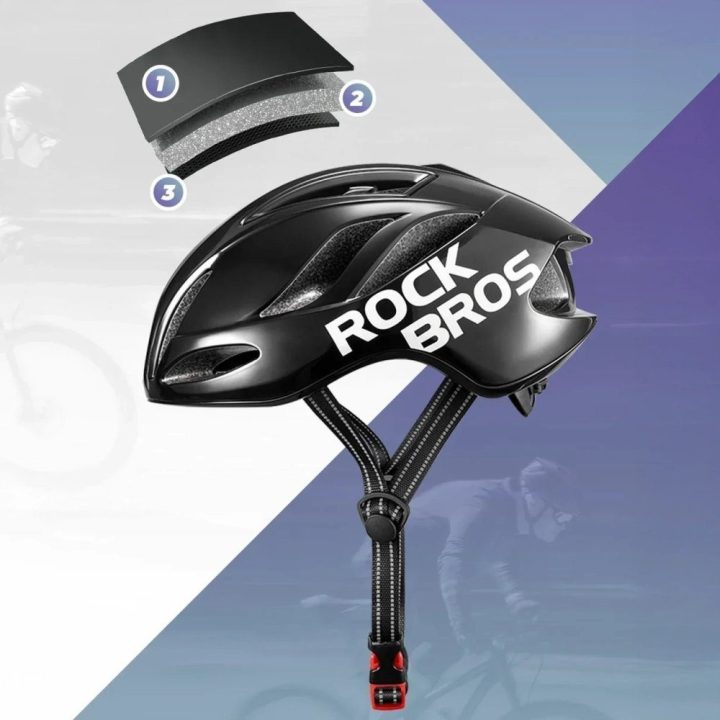 Rockbros TS-42 lengvas dviračio šalmas 58–62 cm, juodas