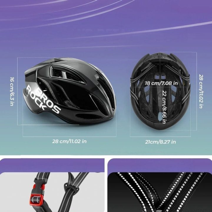 Rockbros TS-42 lengvas dviračio šalmas 58–62 cm, juodas