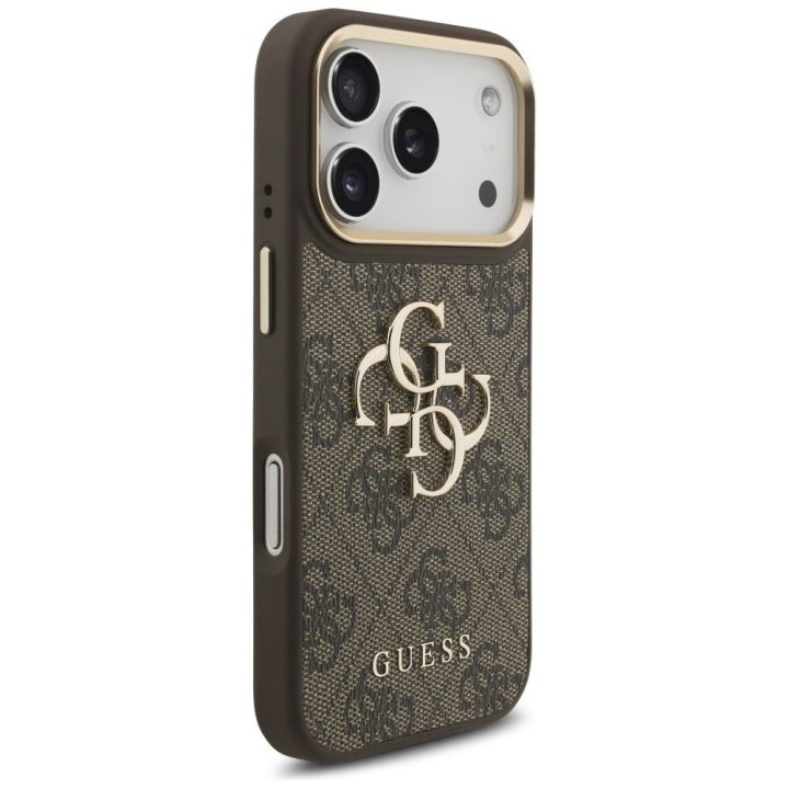 Telefono dėklas iPhone 17 Pro Guess 4G Big 4G Classic Logo Big Strap, rudas