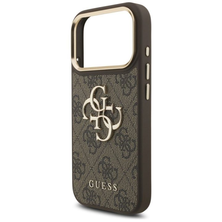 Telefono dėklas iPhone 17 Pro Guess 4G Big 4G Classic Logo Big Strap, rudas