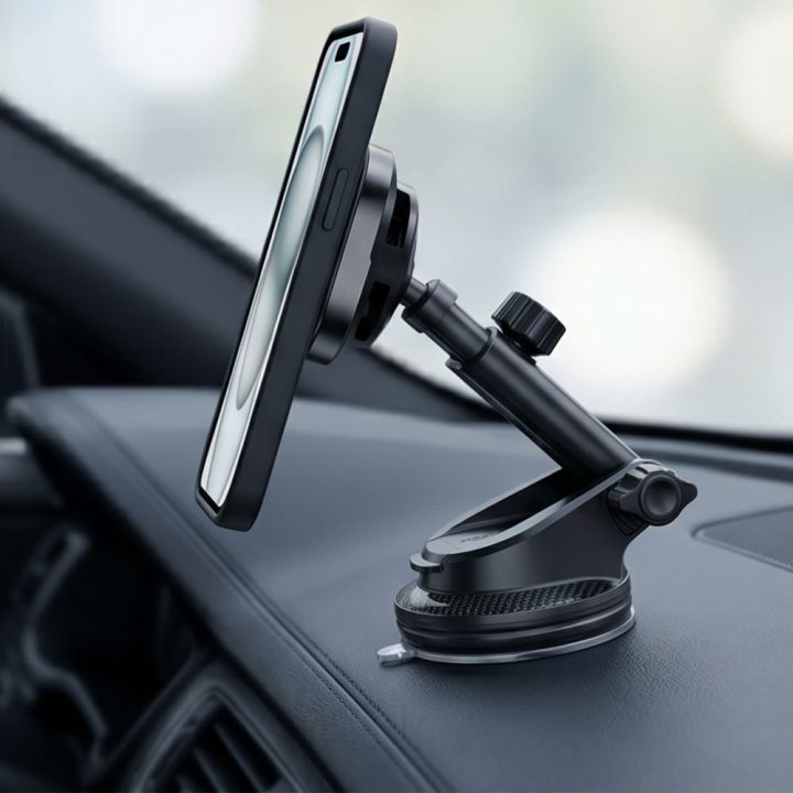 Automobilinis telefono laikiklis su Qi2 belaidžiu įkrovimu Tech-Protect V20 25 W, juodas