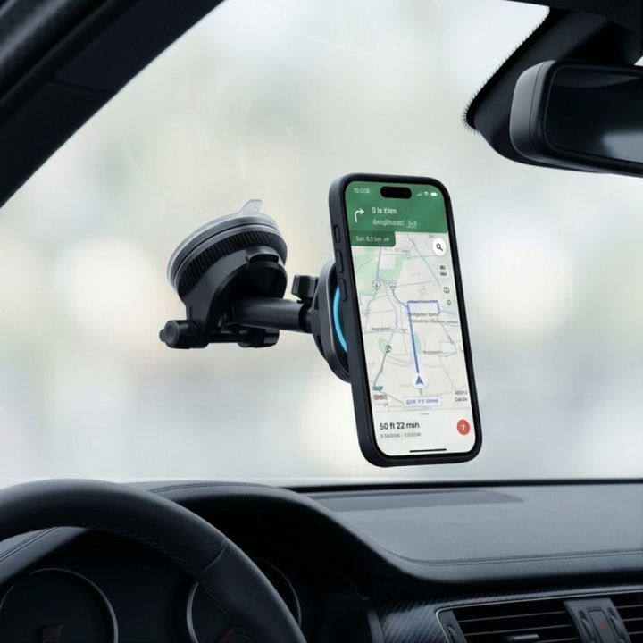 Automobilinis telefono laikiklis su Qi2 belaidžiu įkrovimu Tech-Protect V20 25 W, juodas