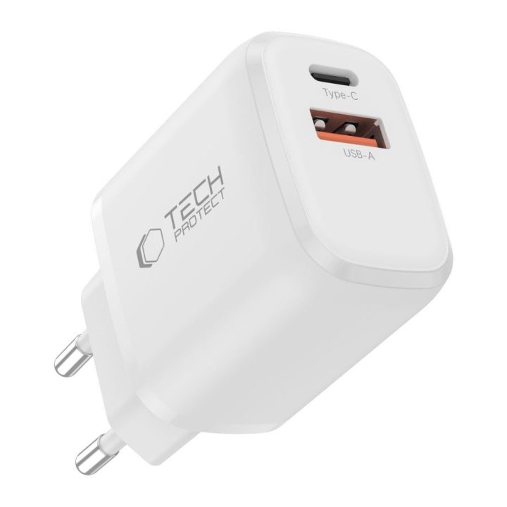 Sieninis įkroviklis Tech-Protect NCA65W-GAN 2 jungčių 65 W, baltas