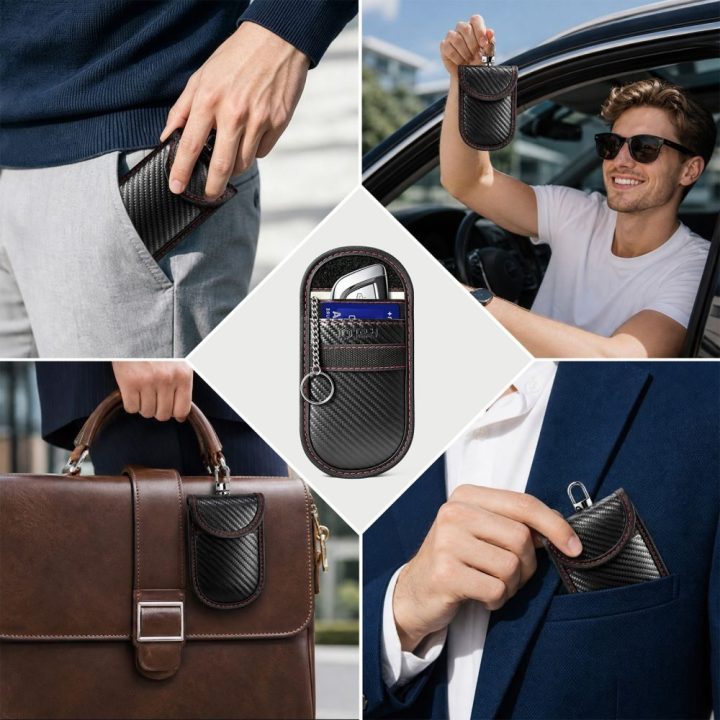 Apsauginis RFID dėklas automobilių raktams Tech-Protect KLR100, juodas ir raudonas