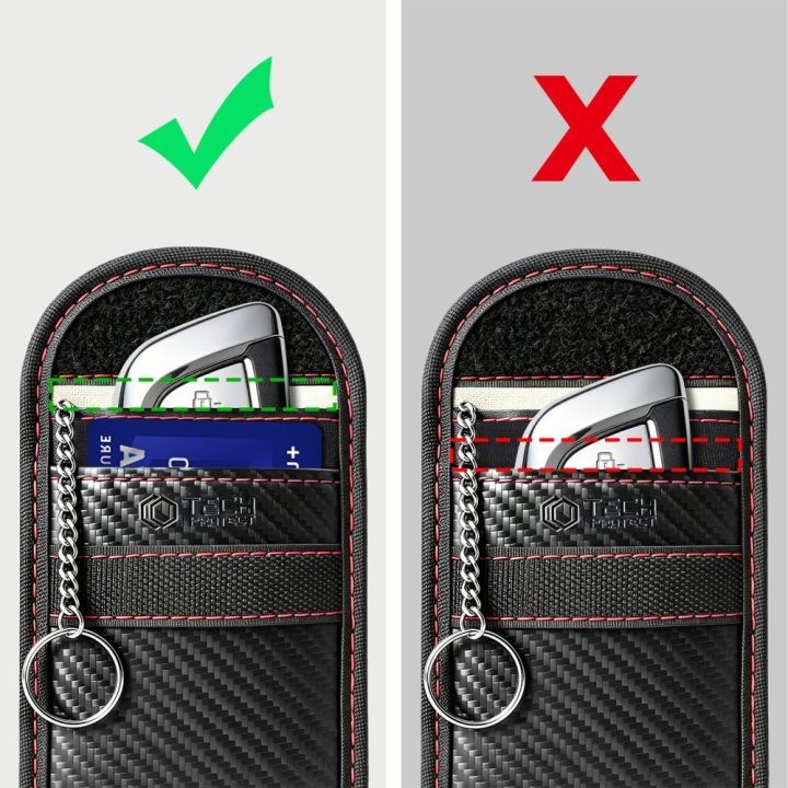 Apsauginis RFID dėklas automobilių raktams Tech-Protect KLR100, juodas ir raudonas
