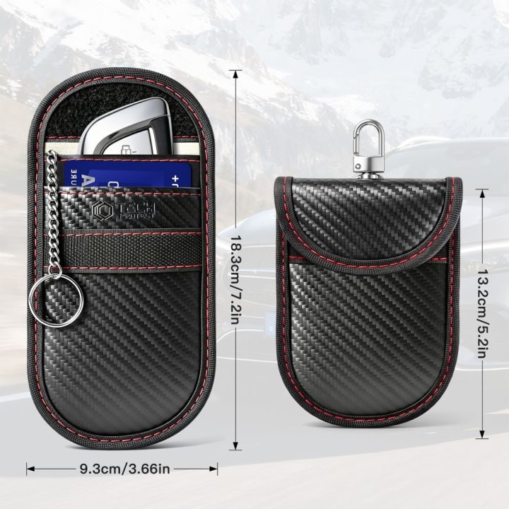 Apsauginis RFID dėklas automobilių raktams Tech-Protect KLR100, juodas ir raudonas