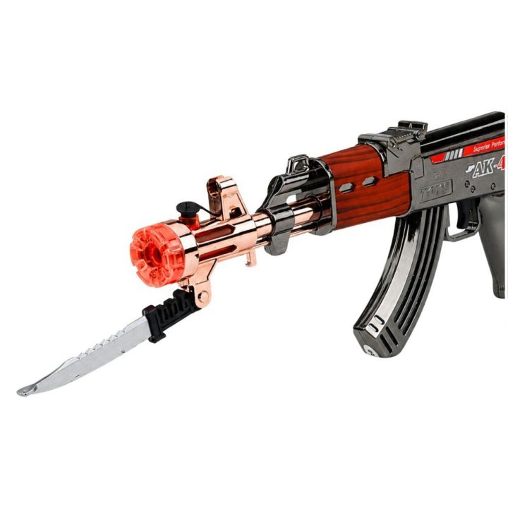 Žaislinis AK-47 šautuvas su šviesomis, garsais ir dūmų efektu