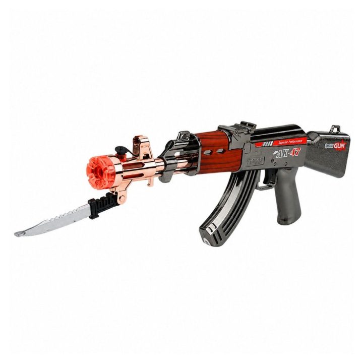 Žaislinis AK-47 šautuvas su šviesomis, garsais ir dūmų efektu