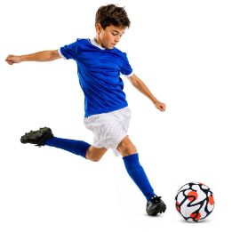 Baltas ir oranžinis žaislinis futbolo kamuolys, 5 dydis, 22 cm