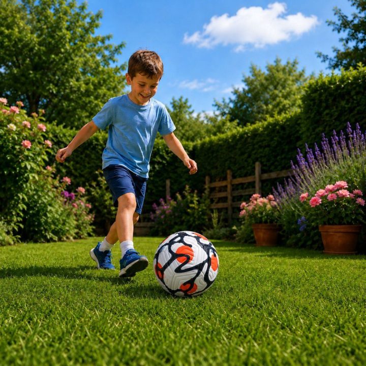 Baltas ir oranžinis žaislinis futbolo kamuolys, 5 dydis, 22 cm