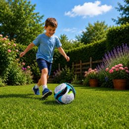 Mėlynas žaislinis futbolo kamuolys treniruotėms, 5 dydis