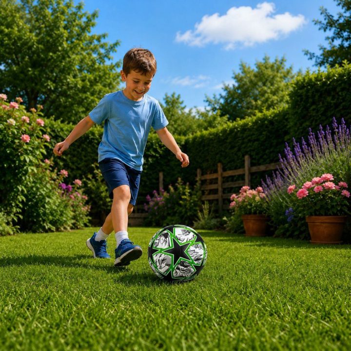 Žalias žaislinis futbolo kamuolys treniruotėms, 5 dydis
