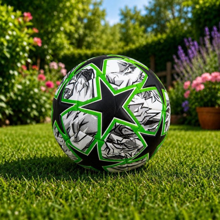 Žalias žaislinis futbolo kamuolys treniruotėms, 5 dydis
