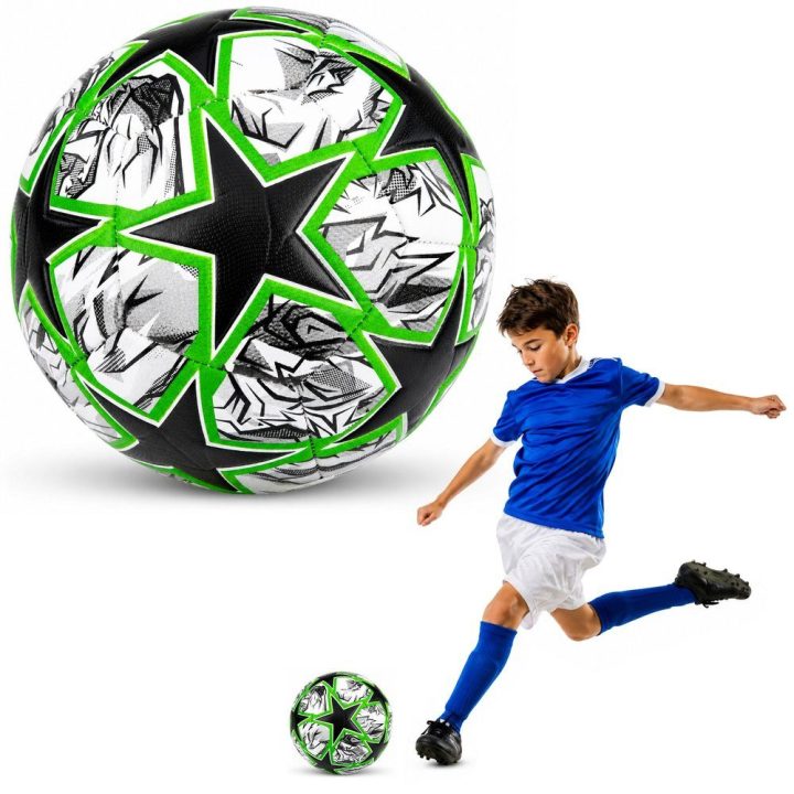 Žalias žaislinis futbolo kamuolys treniruotėms, 5 dydis