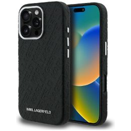 Telefono dėklas iPhone 16 Pro Max Karl Lagerfeld FW Stamped Karl MagSafe, juodas
