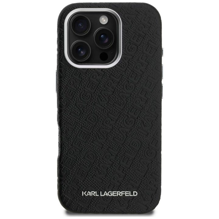 Telefono dėklas iPhone 16 Pro Max Karl Lagerfeld FW Stamped Karl MagSafe, juodas