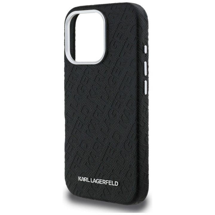 Telefono dėklas iPhone 16 Pro Max Karl Lagerfeld FW Stamped Karl MagSafe, juodas