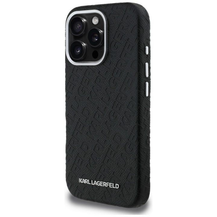 Telefono dėklas iPhone 16 Pro Max Karl Lagerfeld FW Stamped Karl MagSafe, juodas