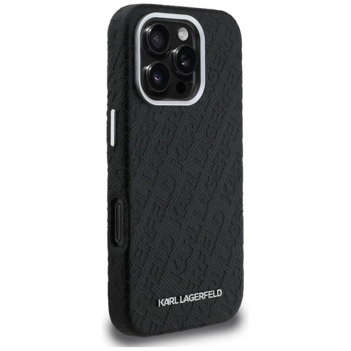 Telefono dėklas iPhone 16 Pro Max Karl Lagerfeld FW Stamped Karl MagSafe, juodas