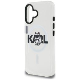 Telefono dėklas iPhone 16 Karl Lagerfeld IML Choupette Sketch Logo MagSafe, skaidrus