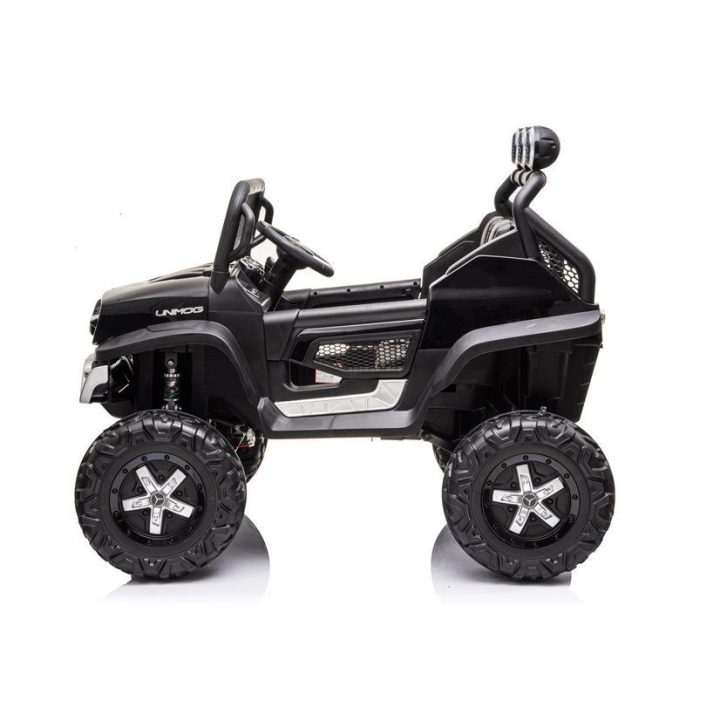 Juodas akumuliatorinis automobilis Mercedes Unimog S 4x45W