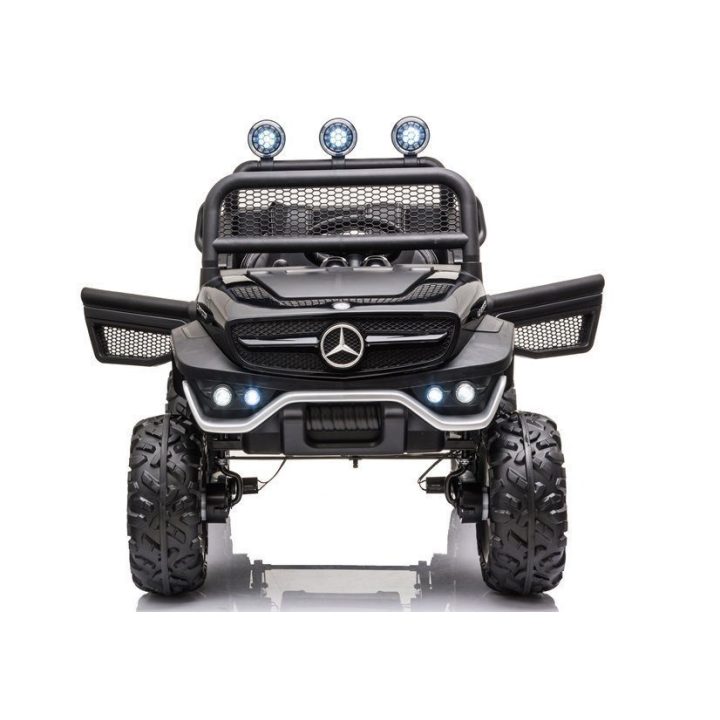 Juodas akumuliatorinis automobilis Mercedes Unimog S 4x45W