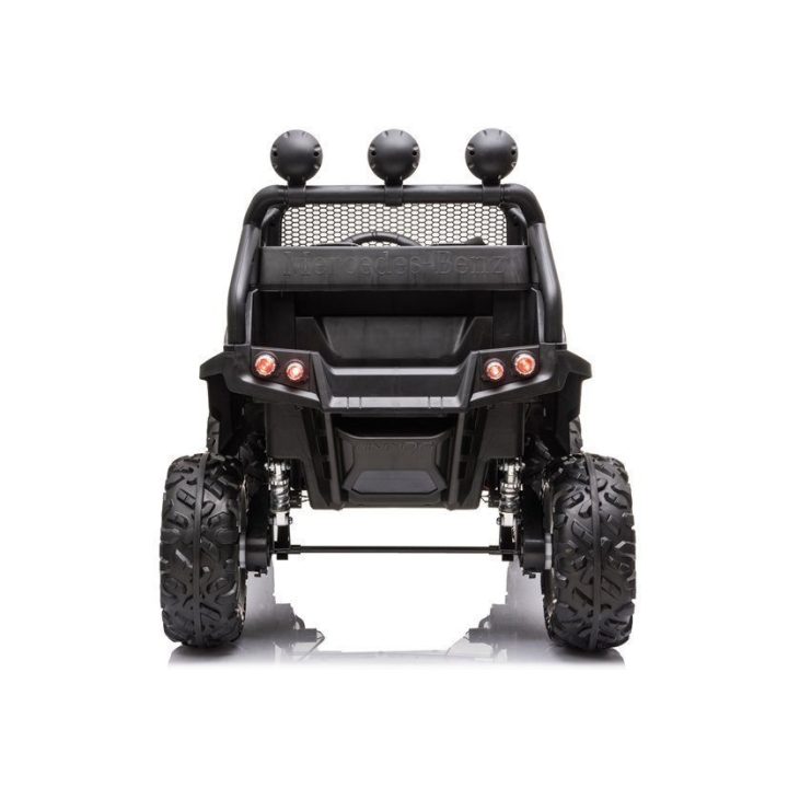 Juodas akumuliatorinis automobilis Mercedes Unimog S 4x45W