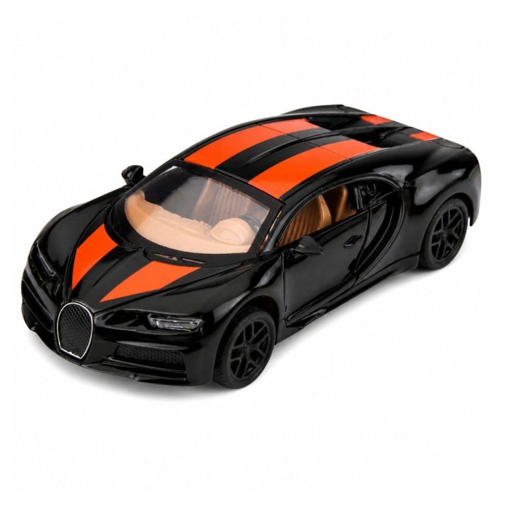 Juodas žaislinis sportinis automobilis 1:32 su šviesomis ir garsais
