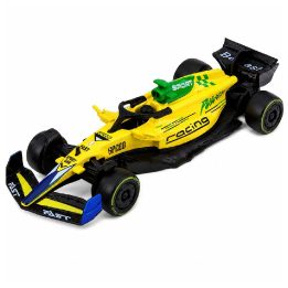 Geltonas metalinis lenktyninis automobilis su atgaline eiga 1:43