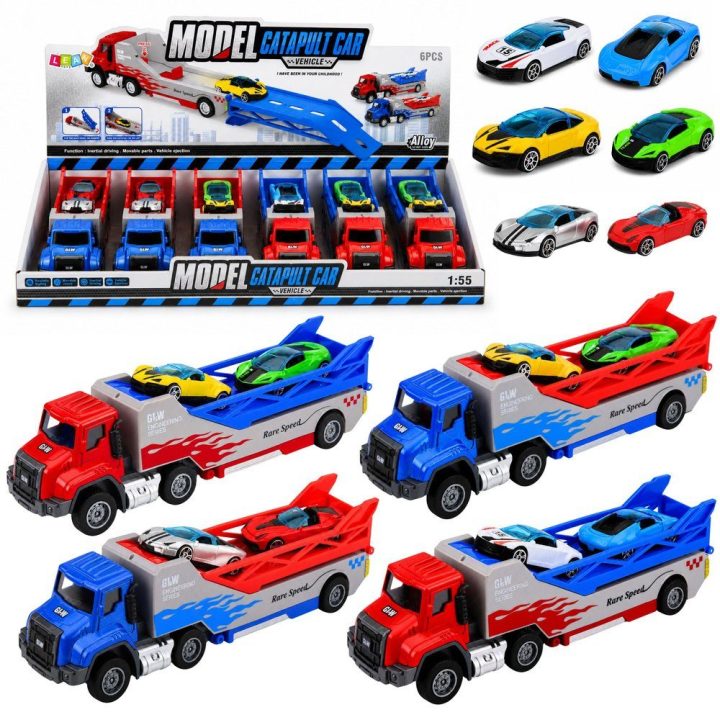 Žaislinis vilkikas su transporteriu ir paleidimo rampa