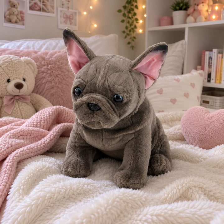 Rudas pliušinis prancūzų buldogas 22 cm