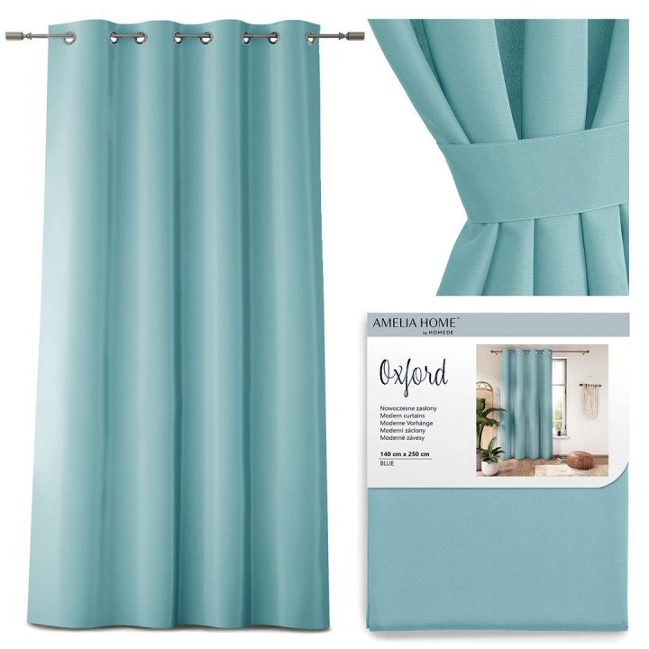 Mėlyna užuolaida su kilpomis AmeliaHome 140 × 250 cm