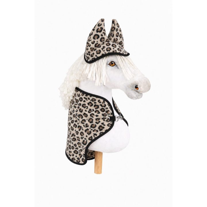 Hobby Horse komplektas su fleecine gūnia ir ausų apsaugomis, smėlio spalvos leopardinis raštas