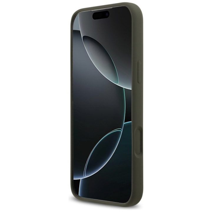 Telefono dėklas iPhone 17 Pro Max Guess Silicone Triangle Logo MagSafe, žalias