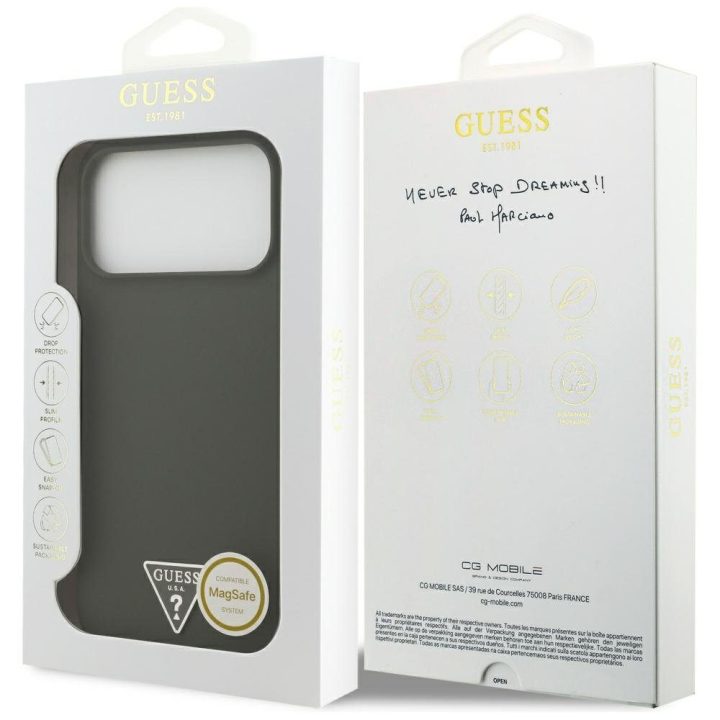 Telefono dėklas iPhone 17 Pro Max Guess Silicone Triangle Logo MagSafe, žalias