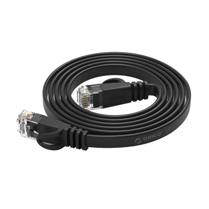 Plokščias tinklo kabelis Orico PUG-C6B CAT6 RJ45 8 m, juodas