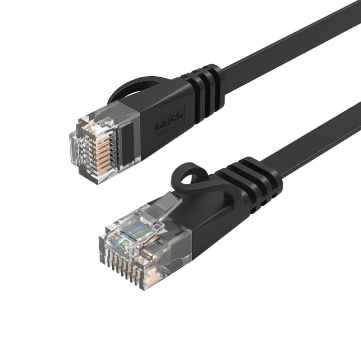 Plokščias tinklo kabelis Orico PUG-C6B CAT6 RJ45 8 m, juodas