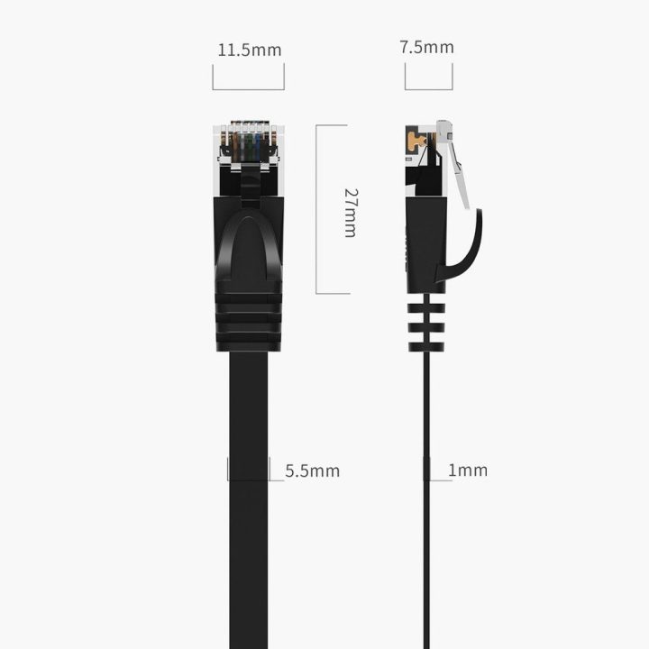 Plokščias tinklo kabelis Orico PUG-C6B CAT6 RJ45 8 m, juodas