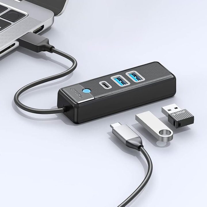 USB šakotuvas Orico PWC2U-U3, 3 prievadai, USB-A 3.0 ir USB-C 3.0, juodas
